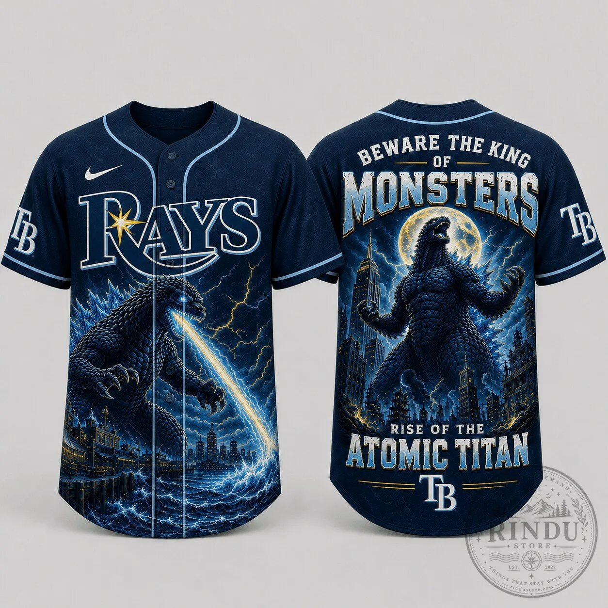 Tampa Bay Rays Baseball Godzilla King of Monsters Jersey 1 Tampa Bay Rays Baseball Godzilla King of Monsters Jersey