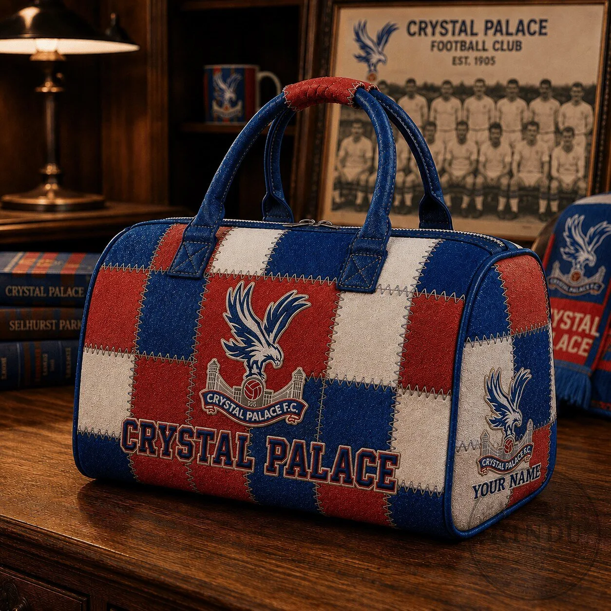 Crystal Palace Football Club Personalized Quilted Barrel Bag