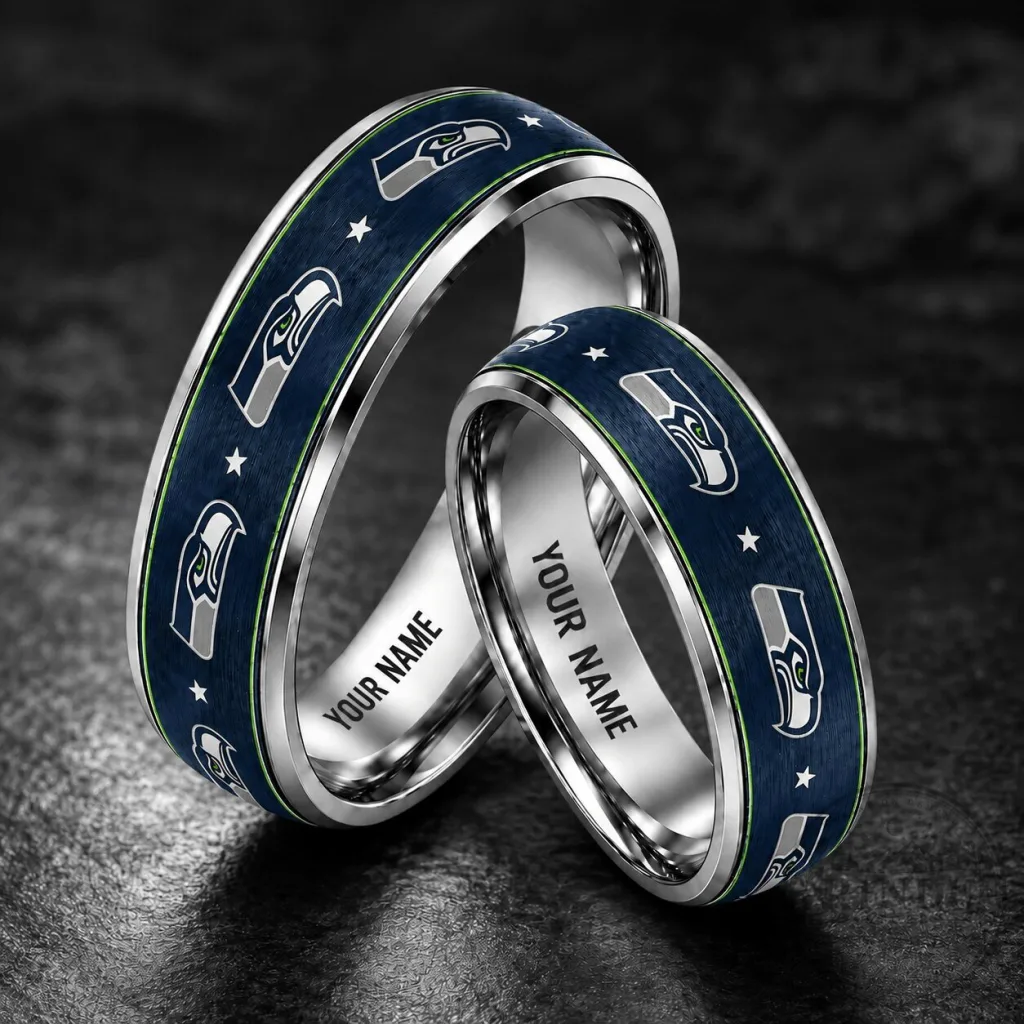 Seattle Seahawks Personalized Tungsten Ring for Football Fans Seattle Seahawks Personalized Tungsten Ring for Football Fans