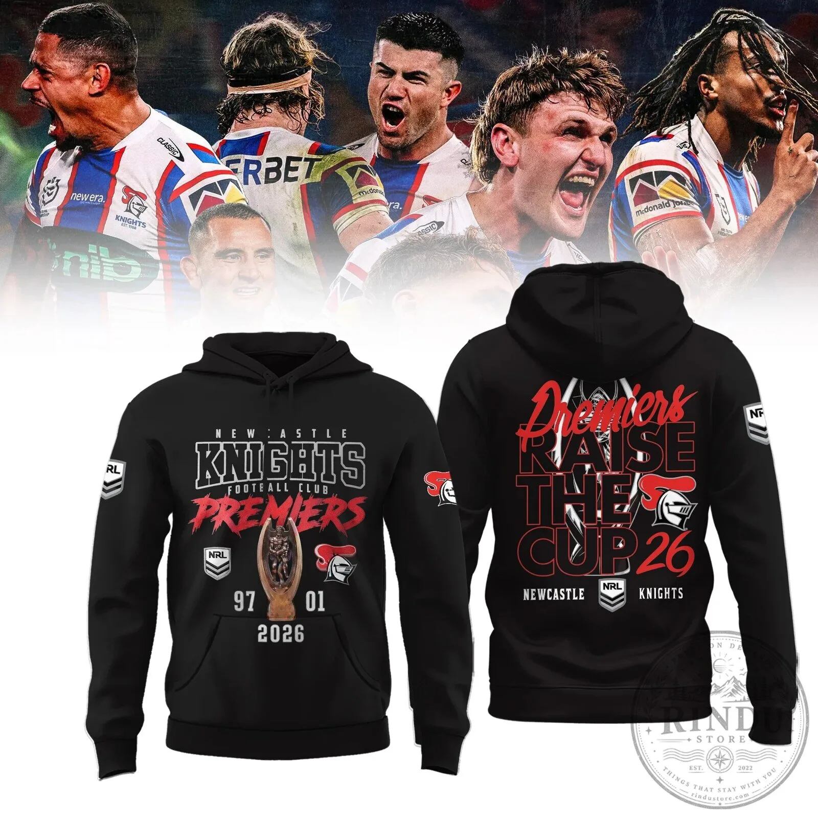 2026 Black Hoodie of Newcastle Knights National Rugby League Premiers 3 2026 Black Hoodie of Newcastle Knights National Rugby League Premiers