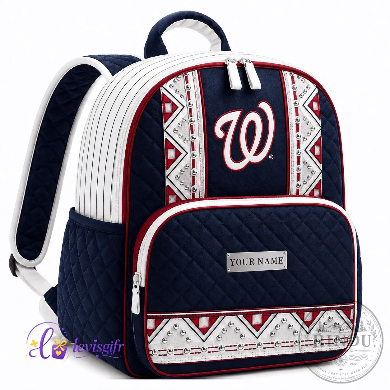 Washington Nationals Baseball Team Personalized Quilted Backpack