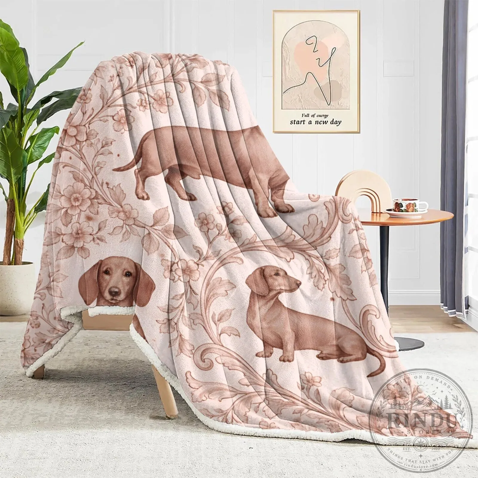 Dachshund Toile Pattern Floral Dog Throw Blanket 26 Dachshund Toile Pattern Floral Dog Throw Blanket