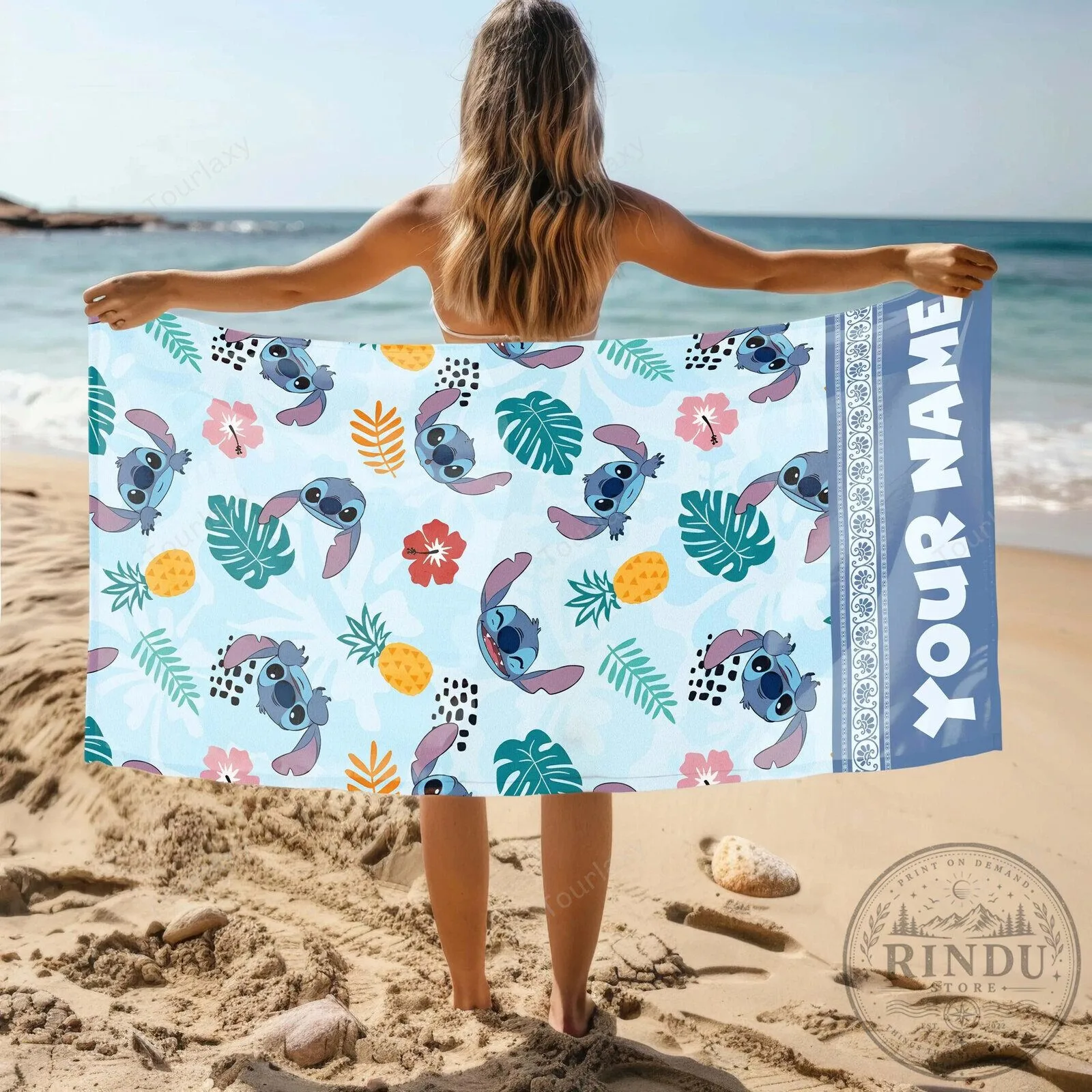 Lilo and Stitch Ohana Means Family Tropical Pattern Beach Towel 4 Lilo and Stitch Ohana Means Family Tropical Pattern Beach Towel