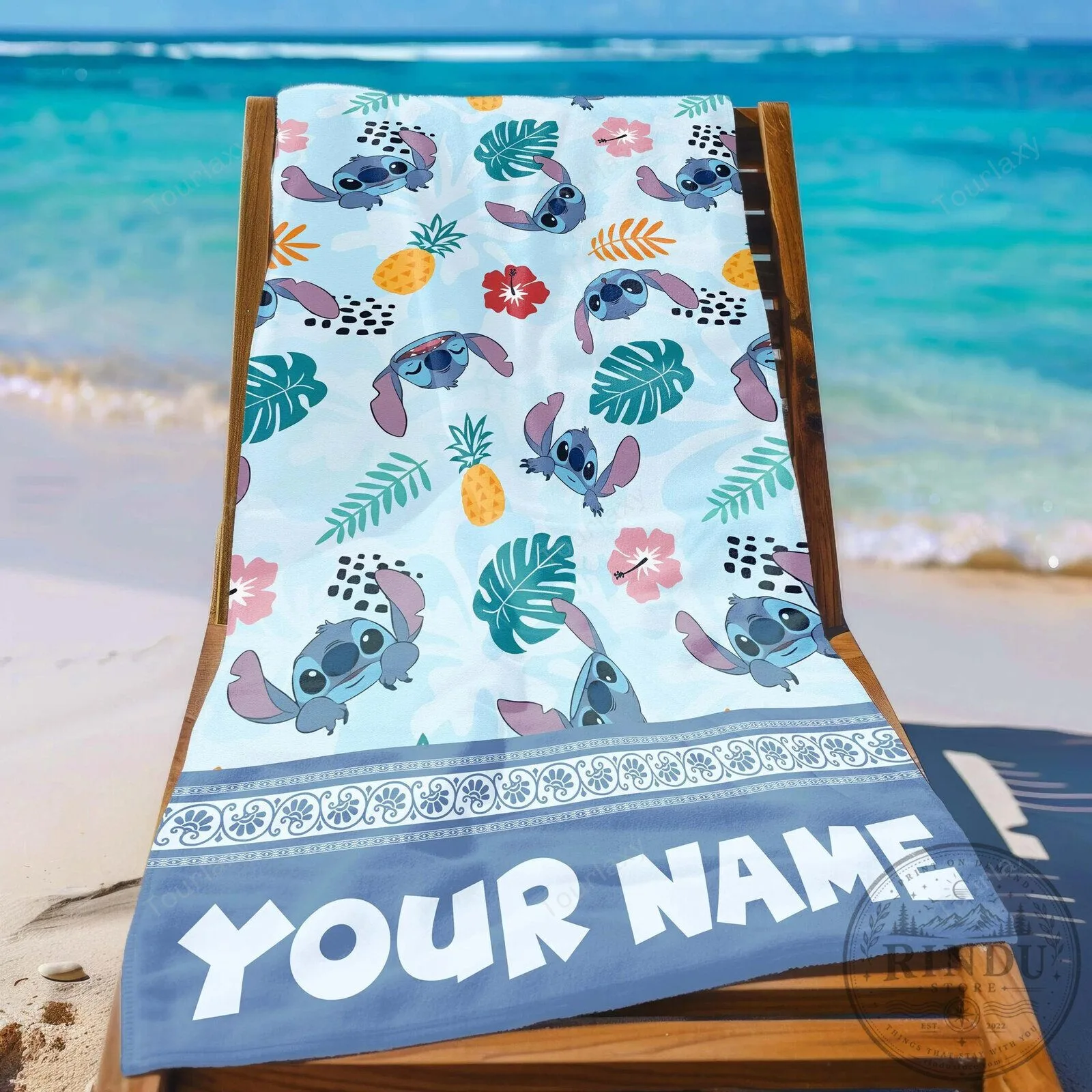 Lilo and Stitch Ohana Means Family Tropical Pattern Beach Towel 5 Lilo and Stitch Ohana Means Family Tropical Pattern Beach Towel