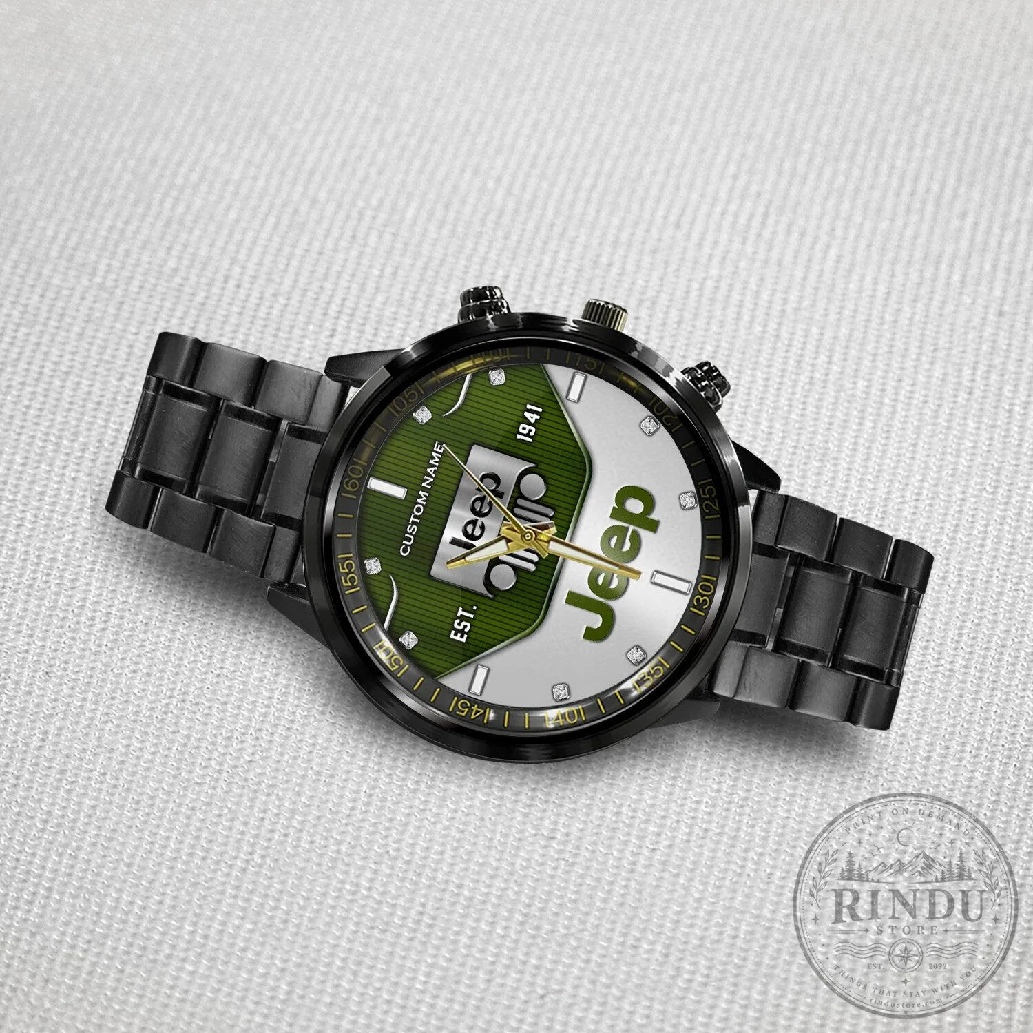 Custom Name Jeep Logo Black Fashion Watch, Personalized Jeep Brand Wristwatch 12 Custom Name Jeep Logo Black Fashion Watch, Personalized Jeep Brand Wristwatch