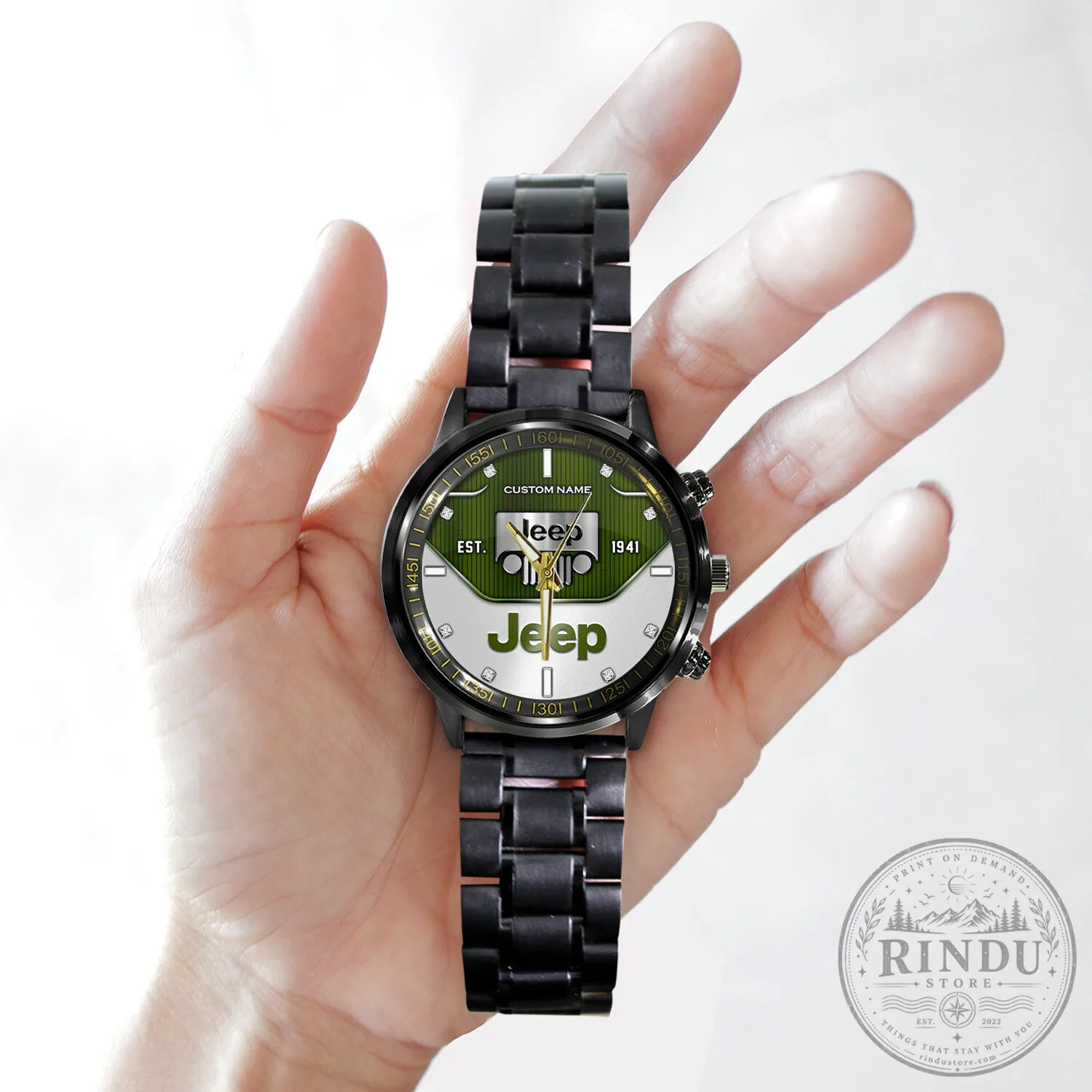 Custom Name Jeep Logo Black Fashion Watch, Personalized Jeep Brand Wristwatch 13 Custom Name Jeep Logo Black Fashion Watch, Personalized Jeep Brand Wristwatch