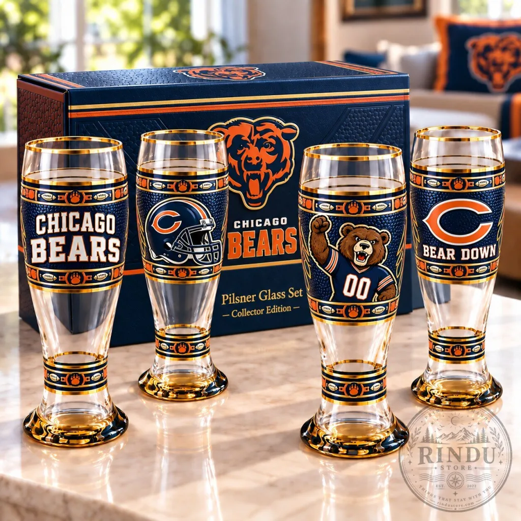 Chicago Bears Pilsner Beer Glasses Set - NFL Football Team Drinking Glassware Chicago Bears Pilsner Beer Glasses Set - NFL Football Team Drinking Glassware