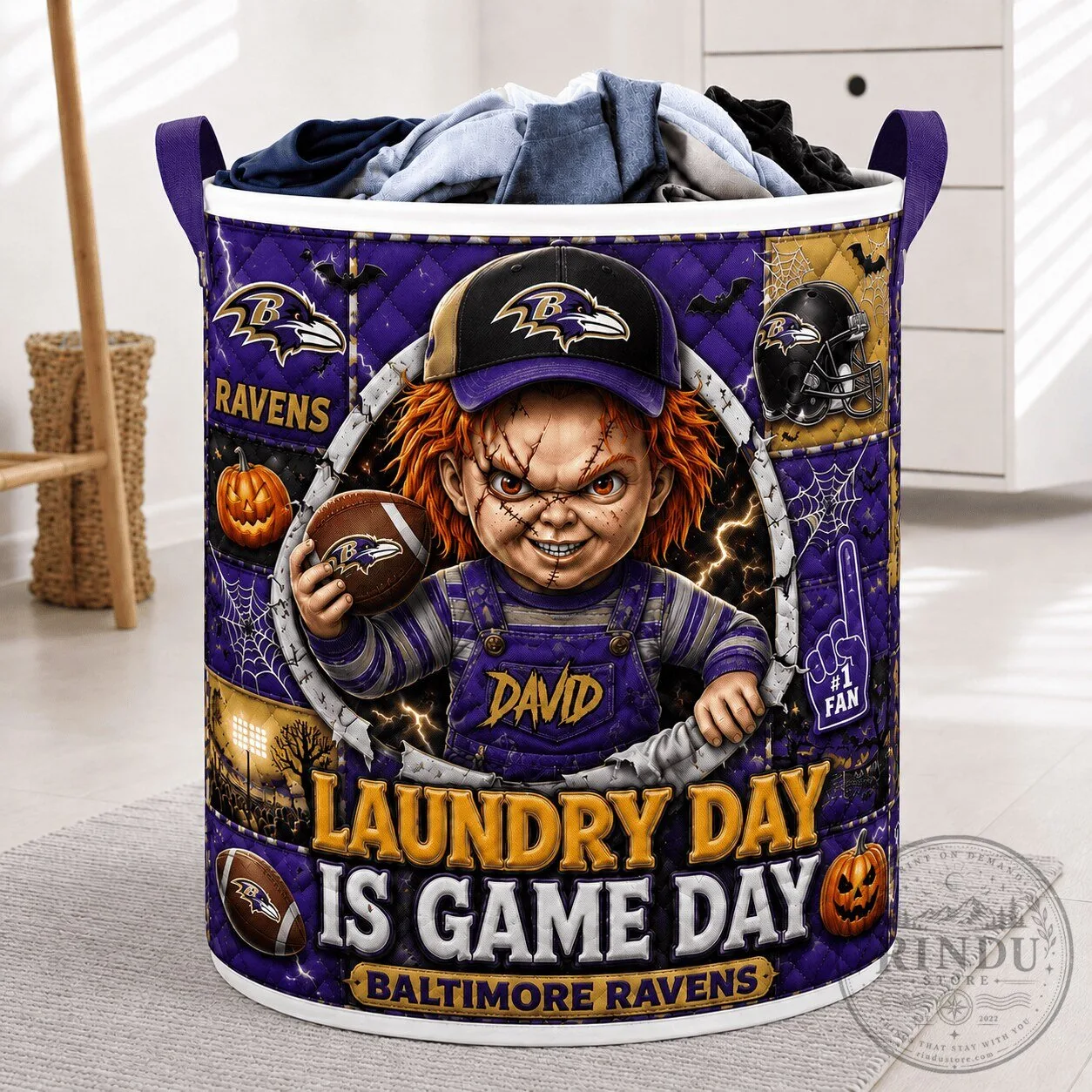 Baltimore Ravens Chucky Halloween Laundry Day Is Game Day Laundry Basket