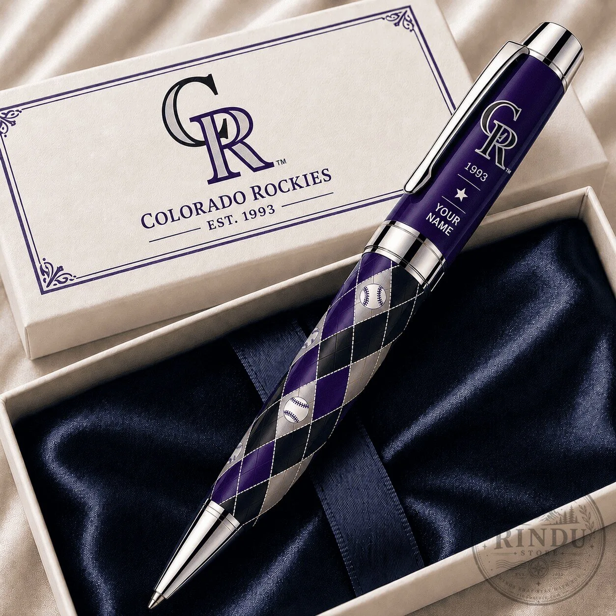 Colorado Rockies Baseball Team Personalized Vintage Silver Ballpoint Pen Gift