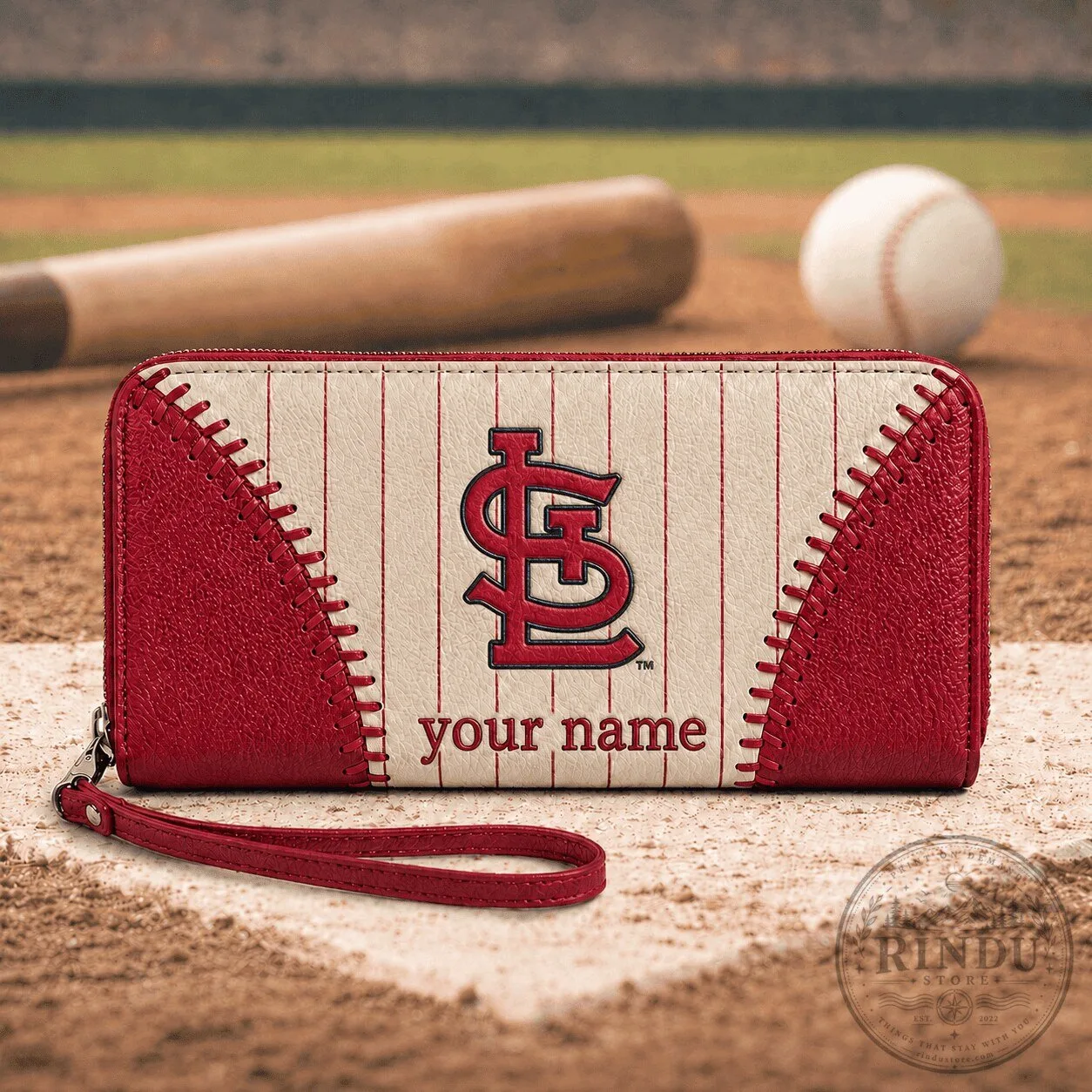 St. Louis Cardinals Baseball Team Personalized Zipper Wallet