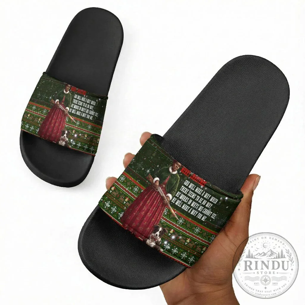 Stagecoach Mary Fields Christmas Holiday Art Slide Sandals 11 Stagecoach Mary Fields Christmas Holiday Art Slide Sandals