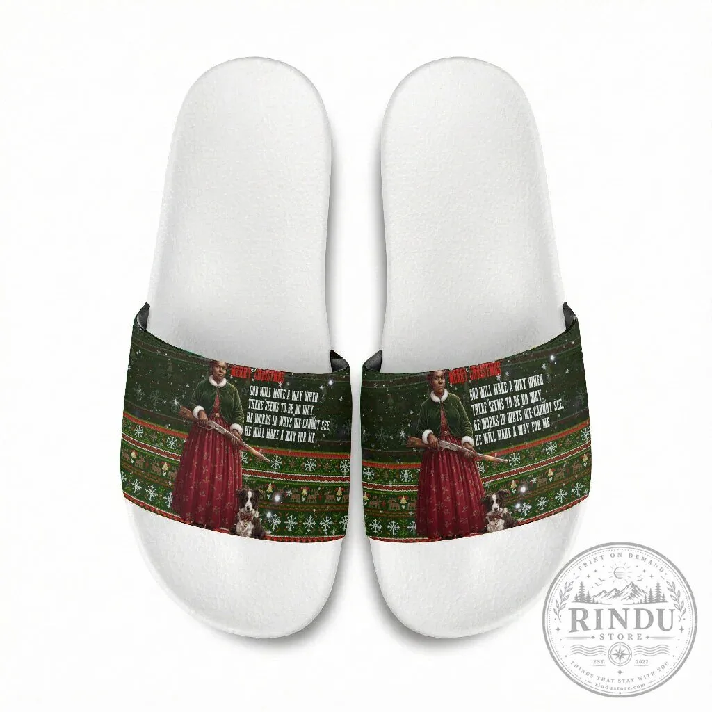 Stagecoach Mary Fields Christmas Holiday Art Slide Sandals 12 Stagecoach Mary Fields Christmas Holiday Art Slide Sandals