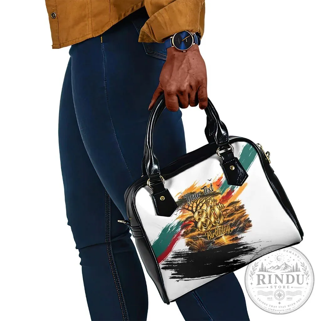 Personalized 80th Birthday African Sunset Savanna Landscape Shoulder Handbag 12 Personalized 80th Birthday African Sunset Savanna Landscape Shoulder Handbag