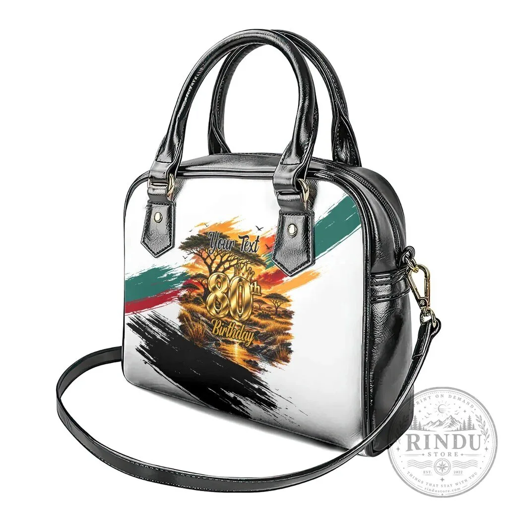 Personalized 80th Birthday African Sunset Savanna Landscape Shoulder Handbag 13 Personalized 80th Birthday African Sunset Savanna Landscape Shoulder Handbag