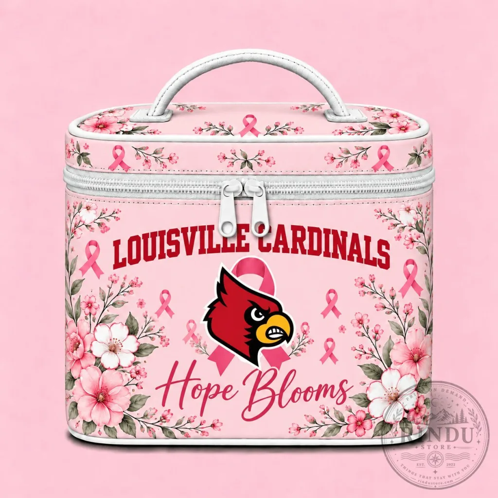 Louisville Cardinals Hope Blooms Breast Cancer Awareness Cosmetic Bag Louisville Cardinals Hope Blooms Breast Cancer Awareness Cosmetic Bag
