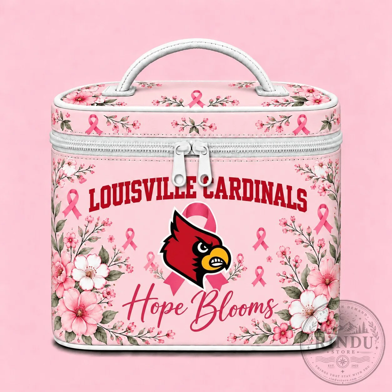 Louisville Cardinals Hope Blooms Breast Cancer Awareness Cosmetic Bag 5 Louisville Cardinals Hope Blooms Breast Cancer Awareness Cosmetic Bag