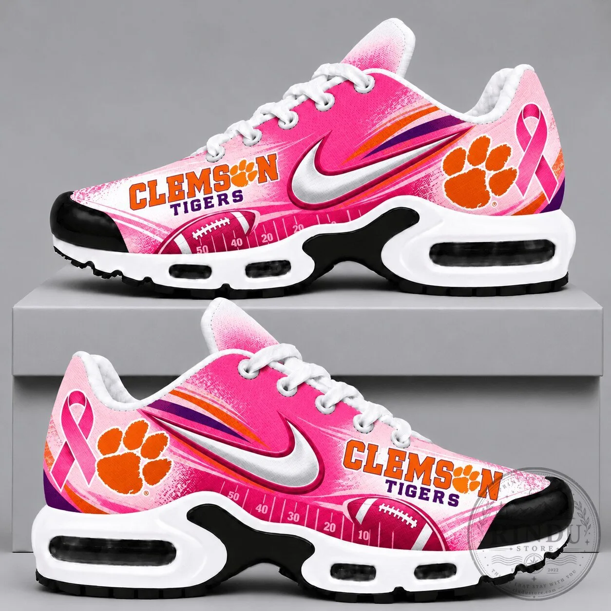 Clemson Tigers Breast Cancer Awareness Pink Football Team Sneakers