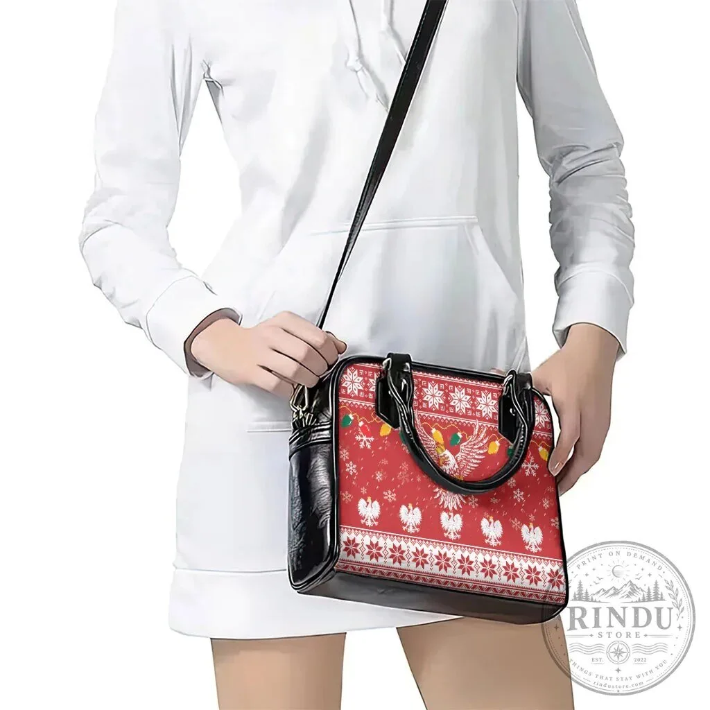Poland Christmas White Eagle Shoulder Handbag Snow Theme 16 Poland Christmas White Eagle Shoulder Handbag Snow Theme