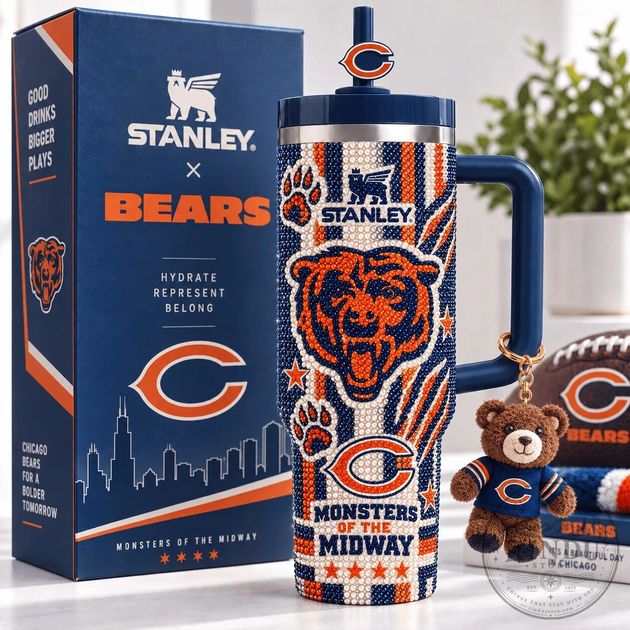Chicago Bears Stanley Tumbler with Handle - Monsters of the Midway Football Fan Gift
