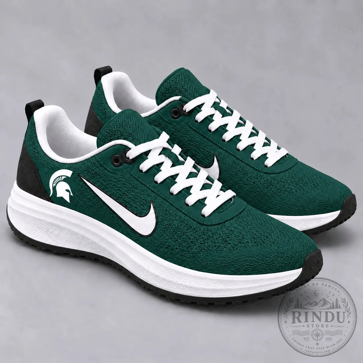 Michigan State Spartans NCAA Fan Edition Green and White Sport Sneakers Shoes 1 Michigan State Spartans NCAA Fan Edition Green and White Sport Sneakers Shoes