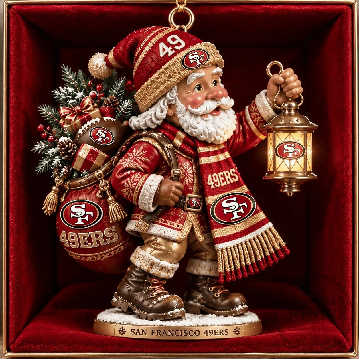 San Francisco 49ers Christmas Santa Claus Figurine Holiday Ornament