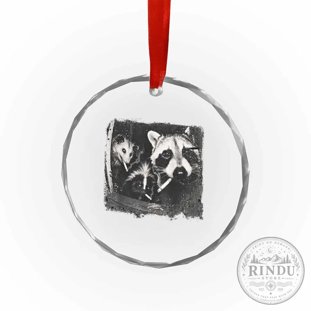 Smoking Raccoon Skunk Opossum Meme Crystal Glass Christmas Tree Ornament 10 Smoking Raccoon Skunk Opossum Meme Crystal Glass Christmas Tree Ornament