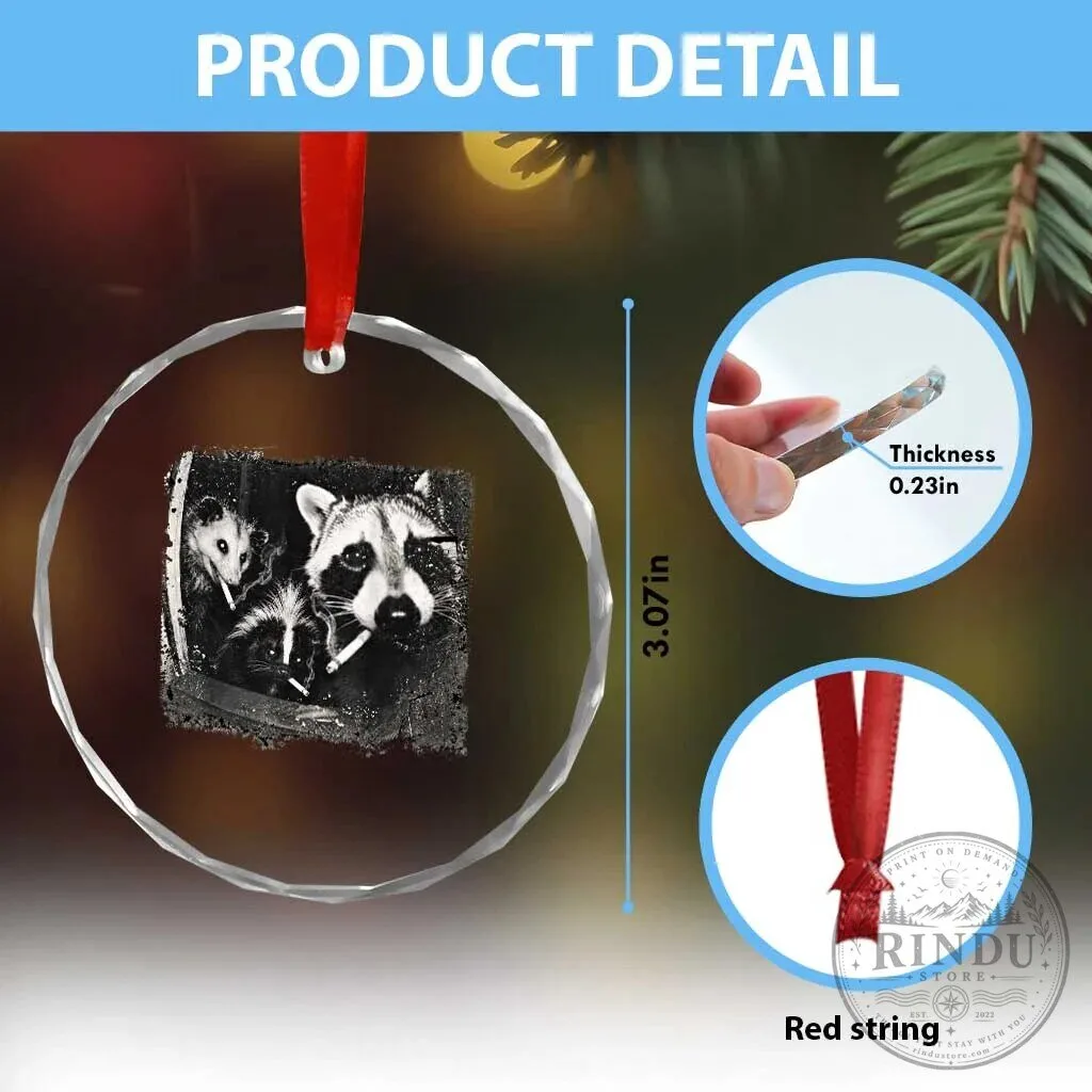 Smoking Raccoon Skunk Opossum Meme Crystal Glass Christmas Tree Ornament 13 Smoking Raccoon Skunk Opossum Meme Crystal Glass Christmas Tree Ornament