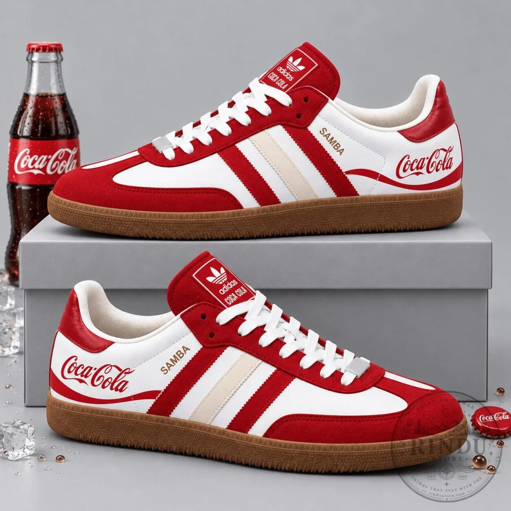 Coca-Cola Red and White Heritage Script Logo Adidas Samba OG Graphic Shoes Coca-Cola Red and White Heritage Script Logo Adidas Samba OG Graphic Shoes