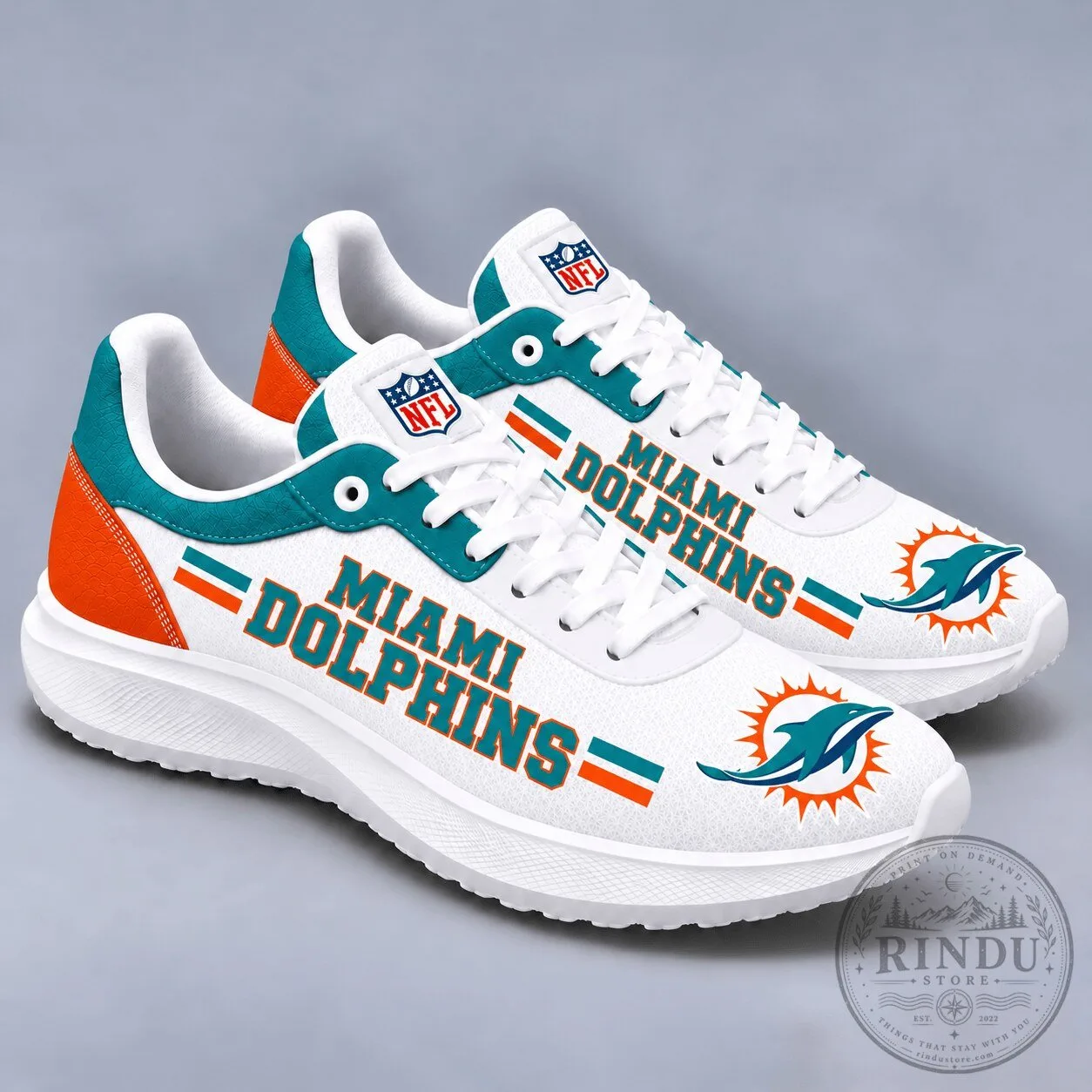 Miami Dolphins National Football League Team Logo Sport Sneakers Shoes