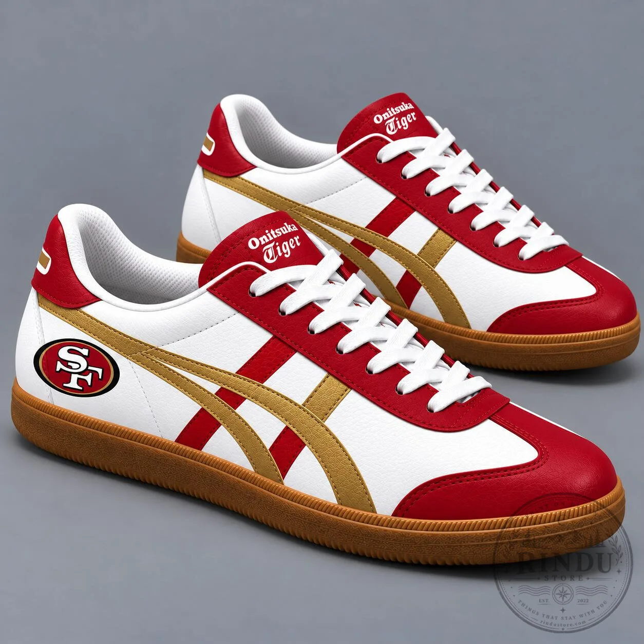 San Francisco 49ers Team Logo Red and Gold Onitsuka Tiger Shoes