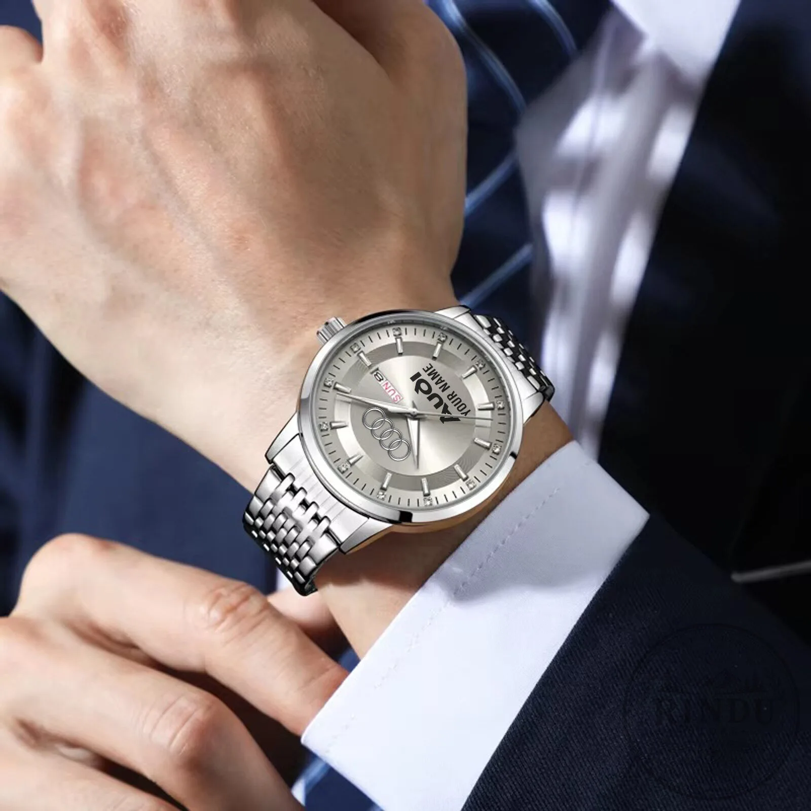 Audi Custom Name Elegant Fashion Design Silver Stainless Steel Watch 12 Audi Custom Name Elegant Fashion Design Silver Stainless Steel Watch