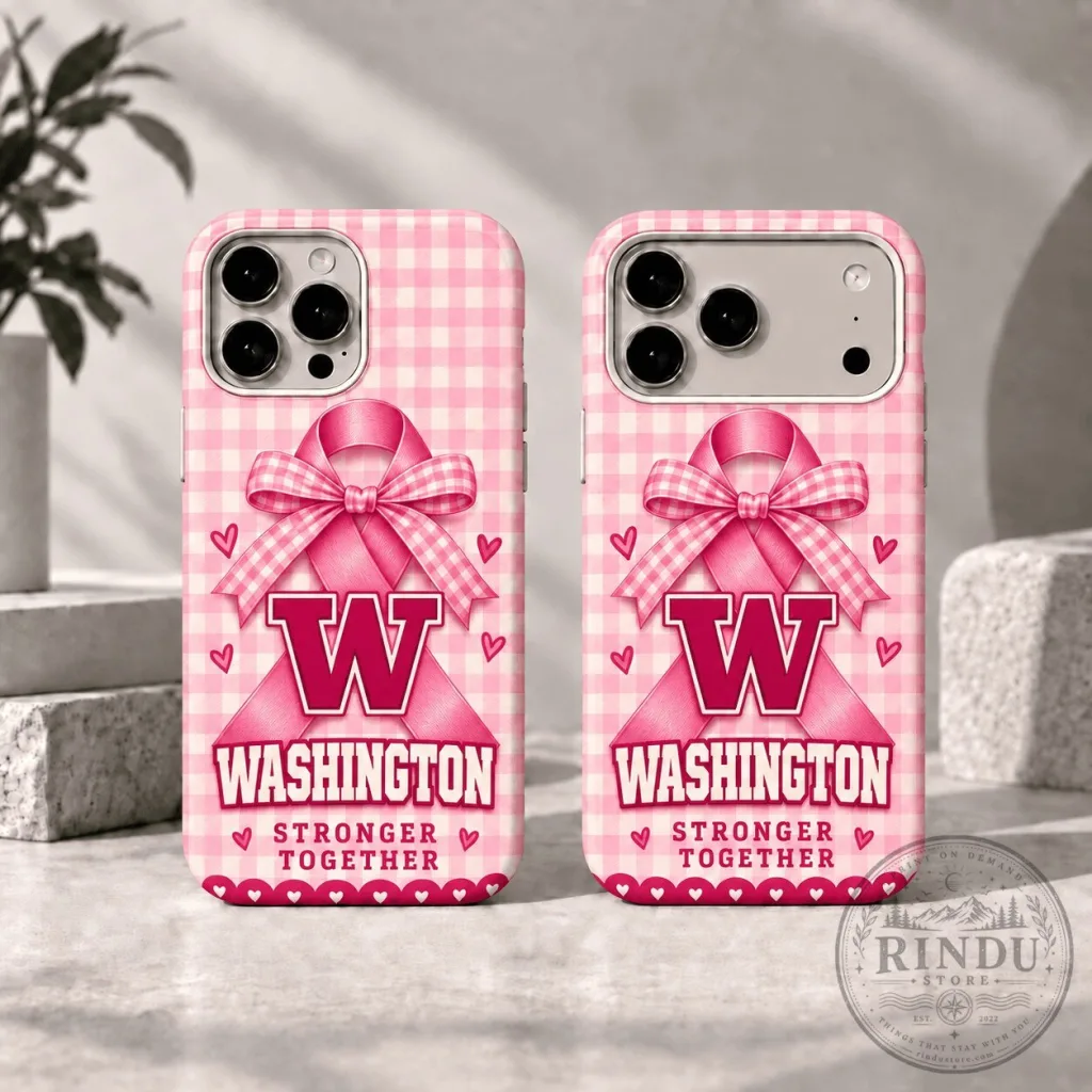 Washington Huskies Breast Cancer Awareness Pink Gingham Pattern Phone Case Washington Huskies Breast Cancer Awareness Pink Gingham Pattern Phone Case