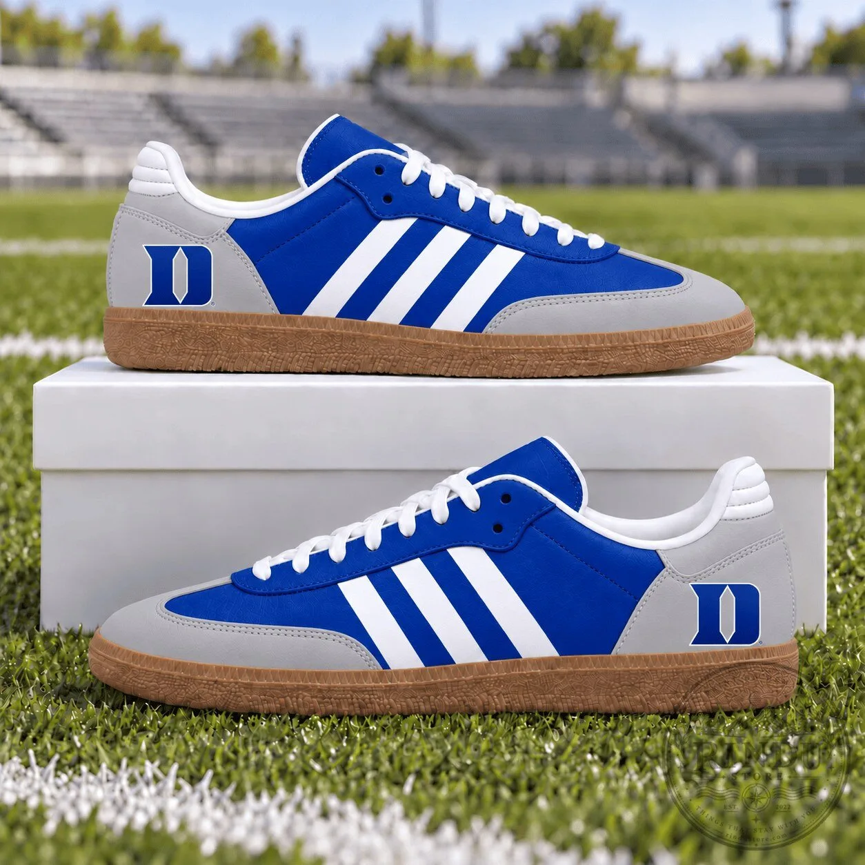 Duke Blue Devils Royal Blue and White Stripes Team Logo Shoes 4 Duke Blue Devils Royal Blue and White Stripes Team Logo Shoes