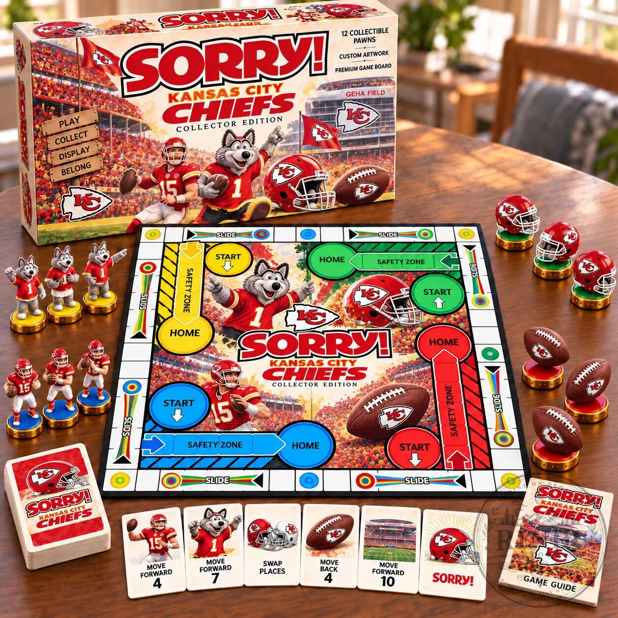Kansas City Chiefs Sorry! Collector's Edition Board Game with Custom Pawns 5 Kansas City Chiefs Sorry! Collector