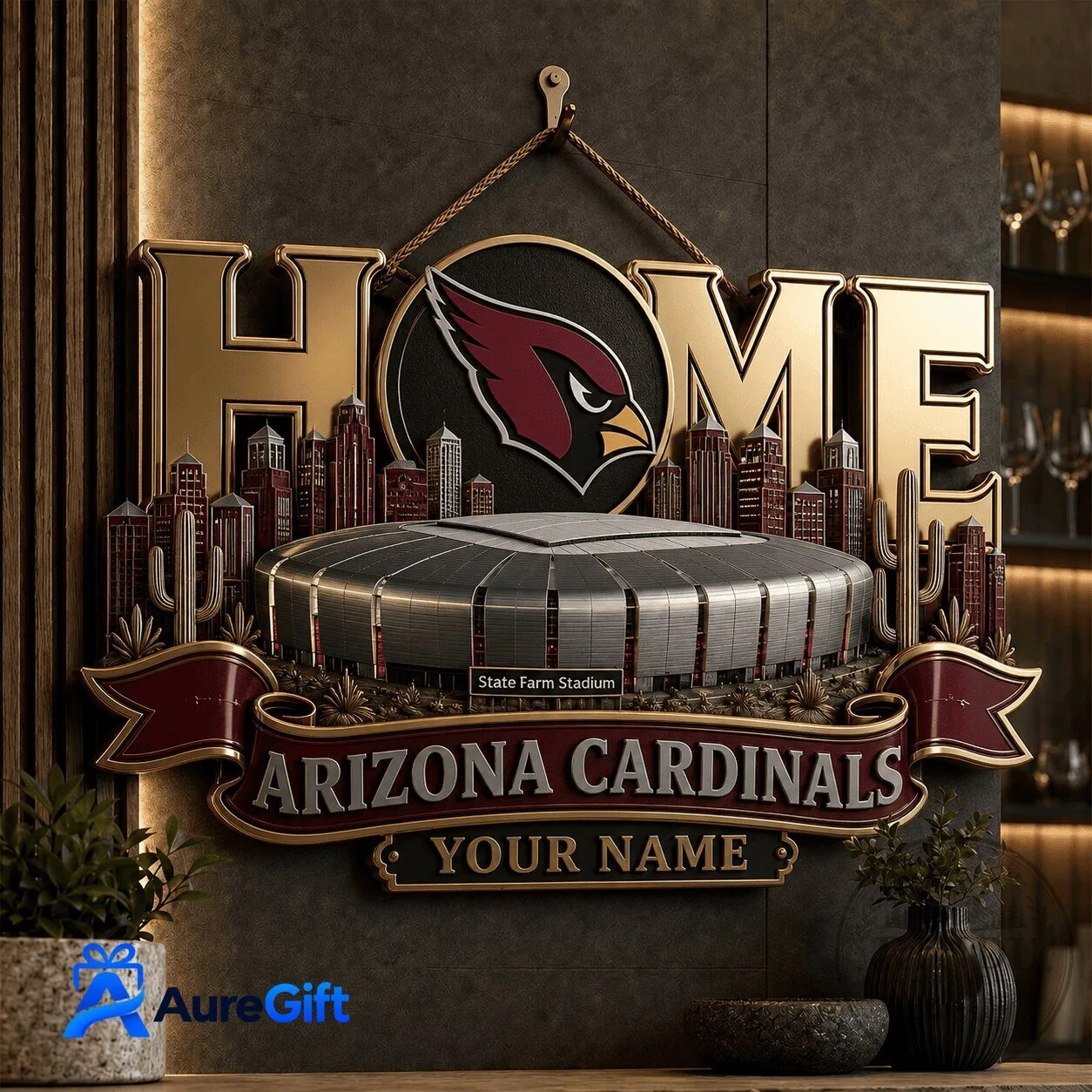 Personalized Arizona Cardinals Football Team Home Stadium Wall Art Sign