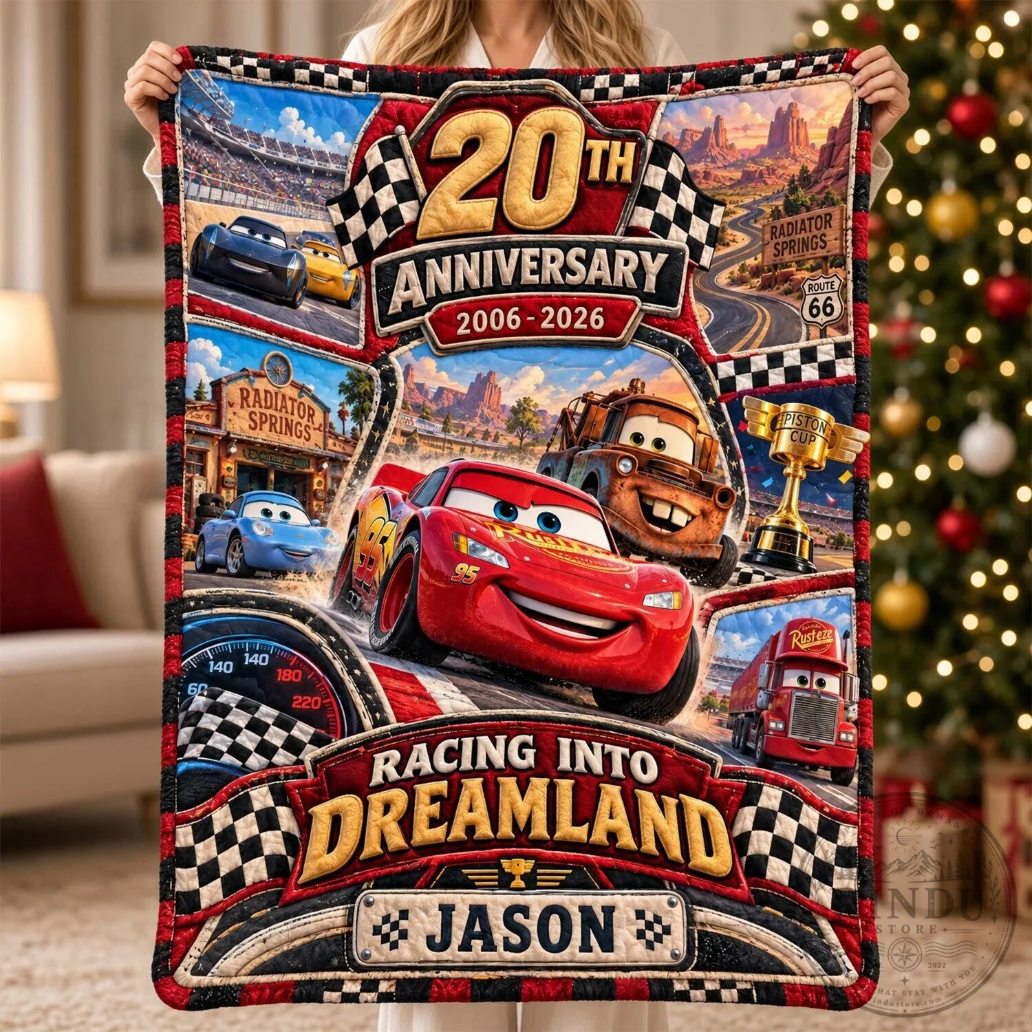 Disney Pixar Cars 20th Anniversary Racing Into Dreamland Personalized Blanket 2 Disney Pixar Cars 20th Anniversary Racing Into Dreamland Personalized Blanket