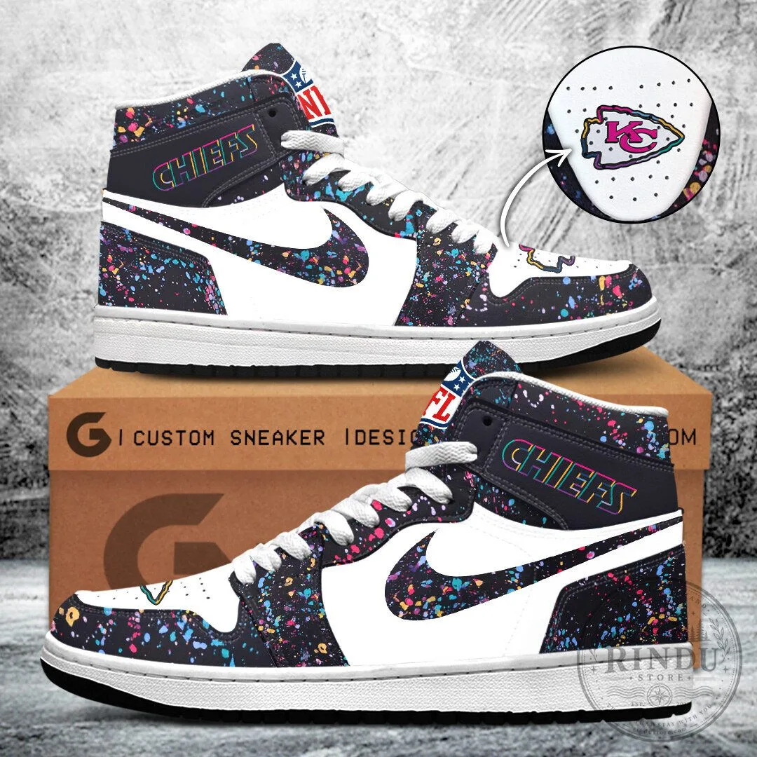 Kansas City Chiefs Crucial Catch Paint Splatter High-Top Sneakers 2 Kansas City Chiefs Crucial Catch Paint Splatter High-Top Sneakers