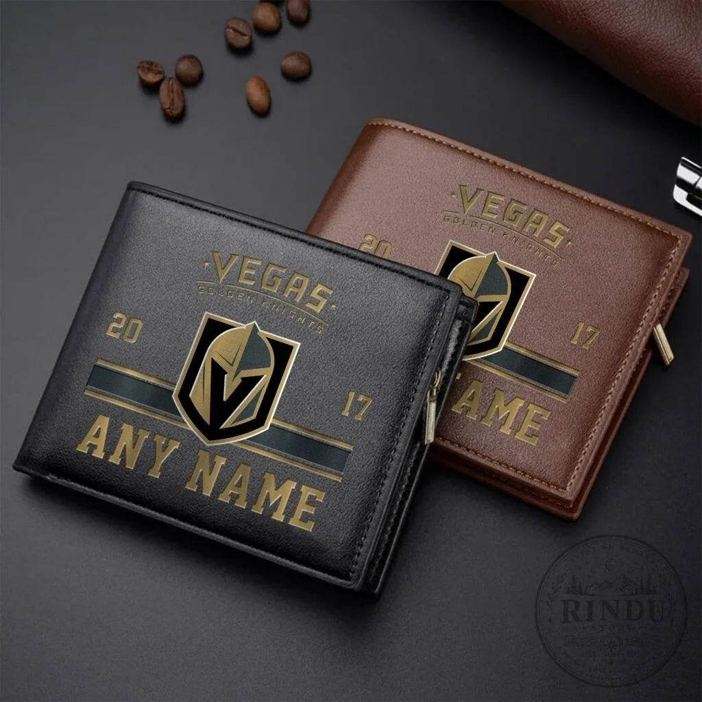 Vegas Golden Knights Personalized Name Leather Wallet