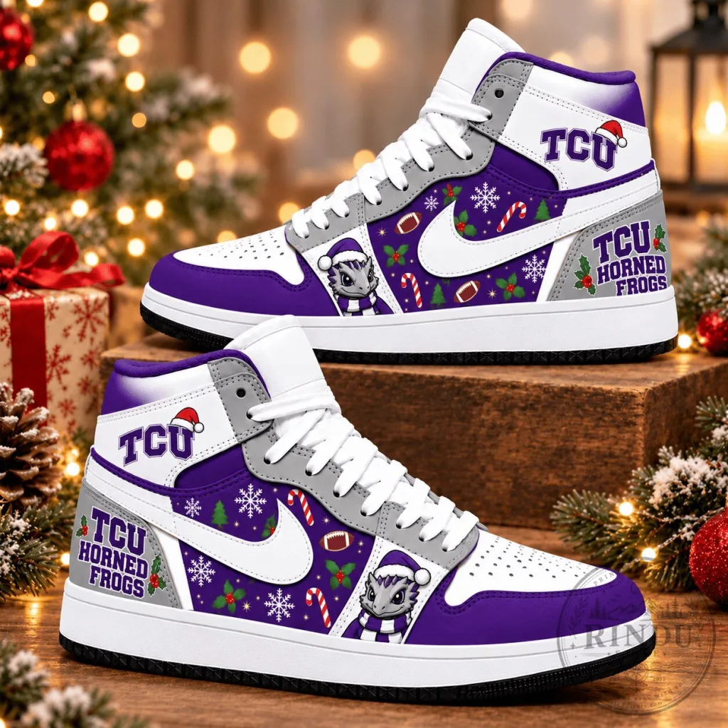 TCU Horned Frogs Christmas Holiday High Top Sneakers Shoes TCU Horned Frogs Christmas Holiday High Top Sneakers Shoes
