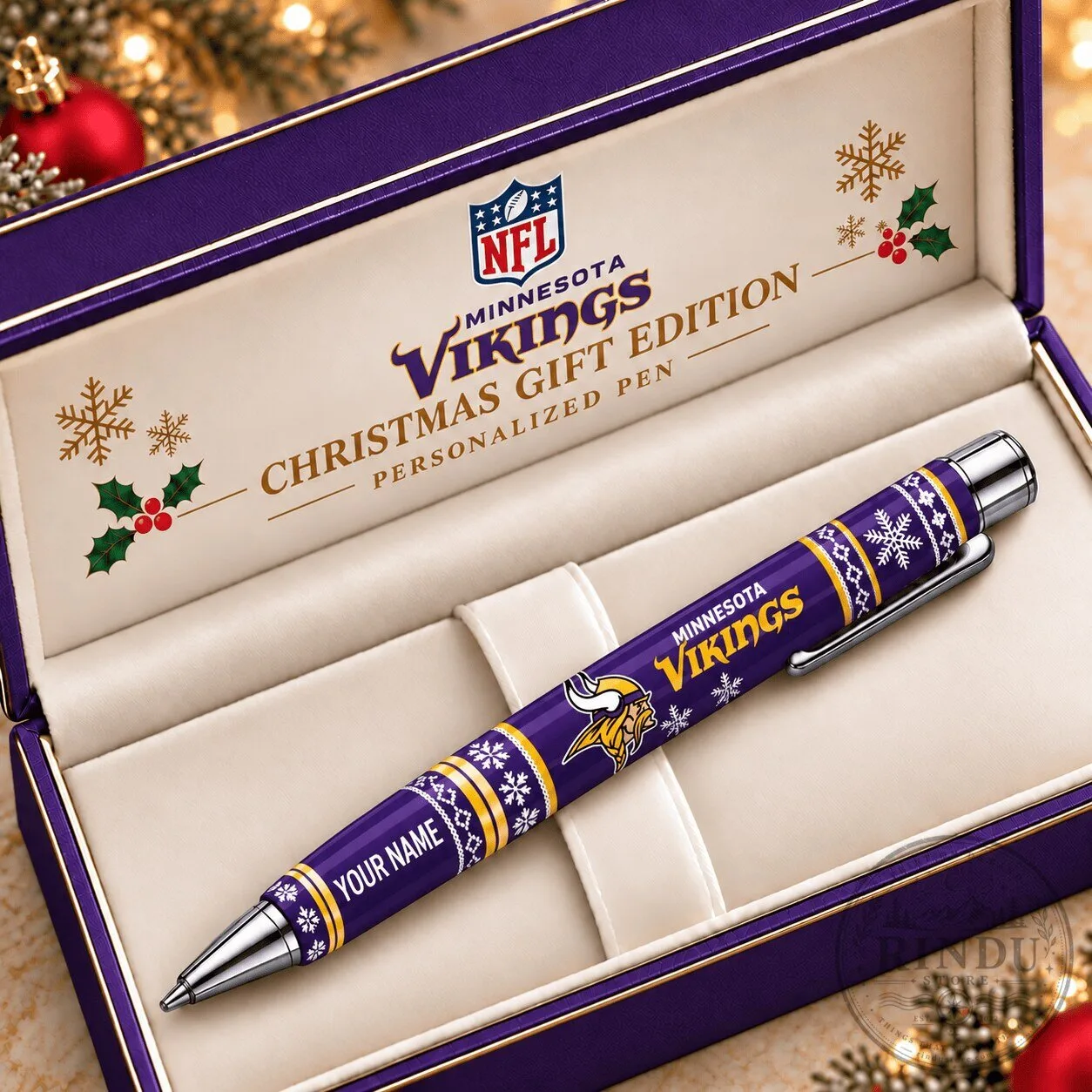Minnesota Vikings Personalized Christmas Gift Pen NFL Football Team Holiday Ballpoint
