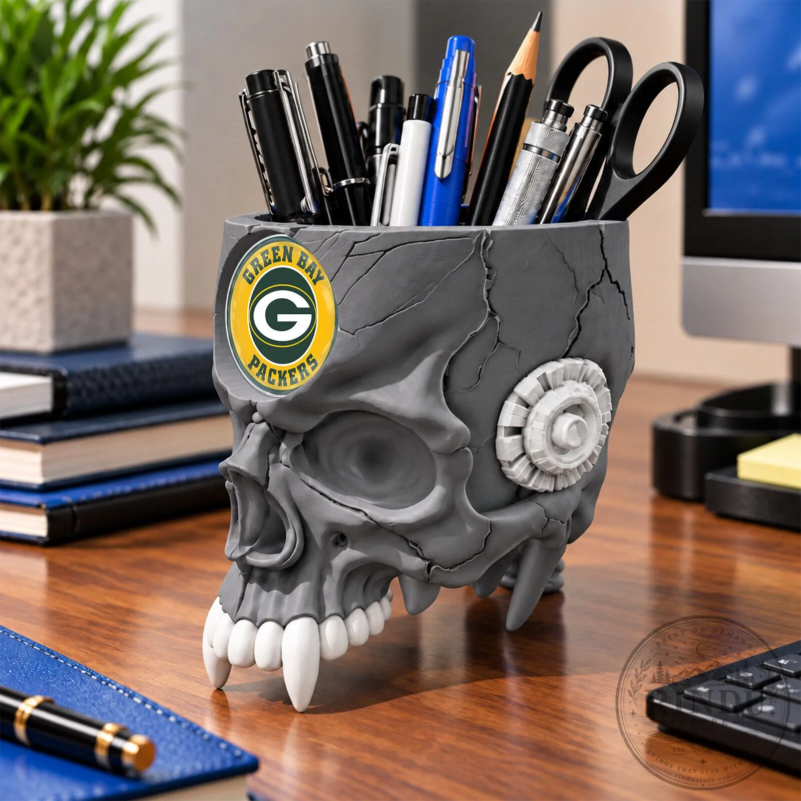 Green Bay Packers NFL Skull Pen Holder Desk Organizer 10 Green Bay Packers NFL Skull Pen Holder Desk Organizer
