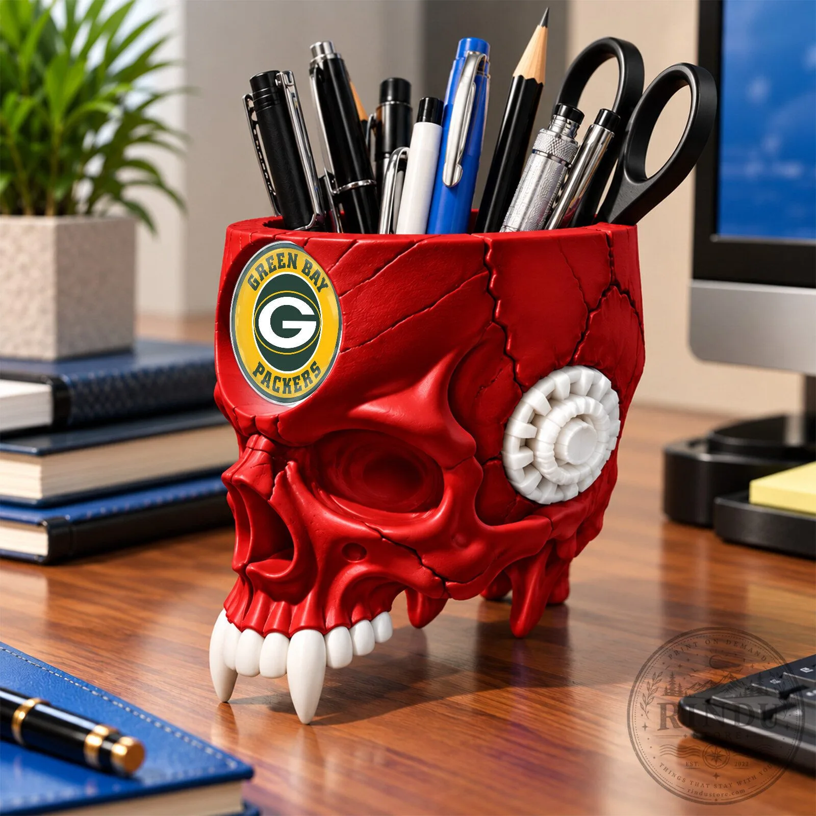 Green Bay Packers NFL Skull Pen Holder Desk Organizer 11 Green Bay Packers NFL Skull Pen Holder Desk Organizer