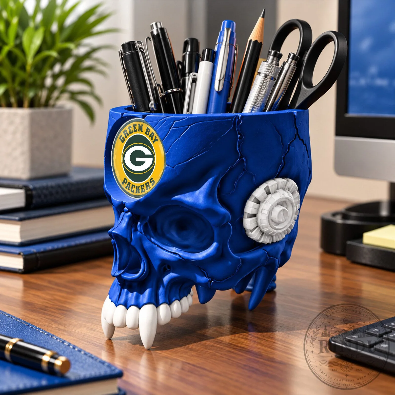 Green Bay Packers NFL Skull Pen Holder Desk Organizer 12 Green Bay Packers NFL Skull Pen Holder Desk Organizer
