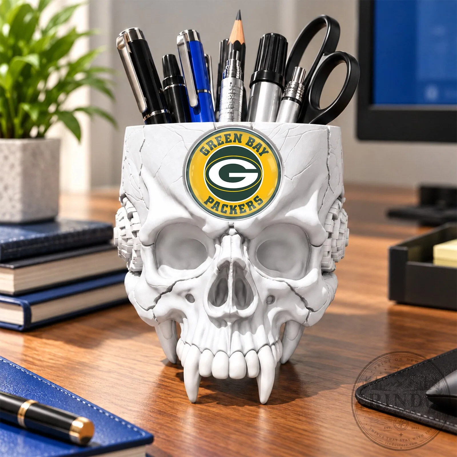 Green Bay Packers NFL Skull Pen Holder Desk Organizer 13 Green Bay Packers NFL Skull Pen Holder Desk Organizer