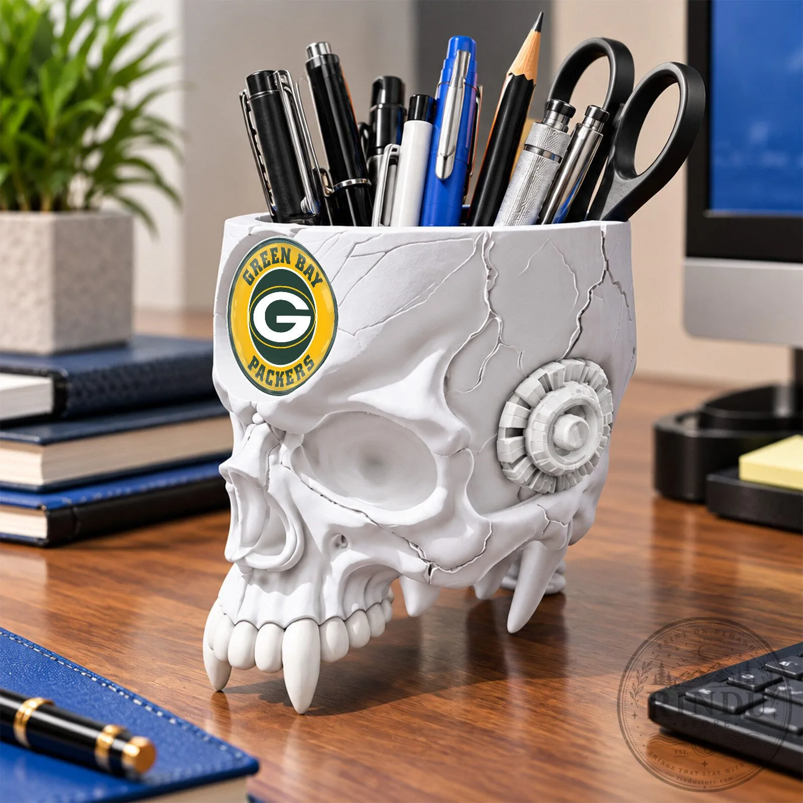 Green Bay Packers NFL Skull Pen Holder Desk Organizer 14 Green Bay Packers NFL Skull Pen Holder Desk Organizer