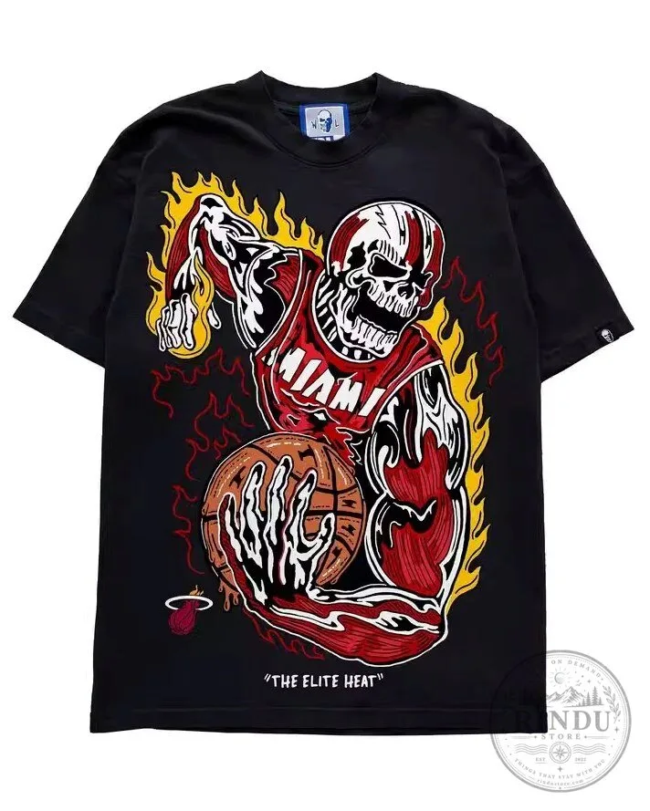 Miami Heat Basketball Skeleton Graphic T-Shirt The Elite Heat NBA Fan Apparel