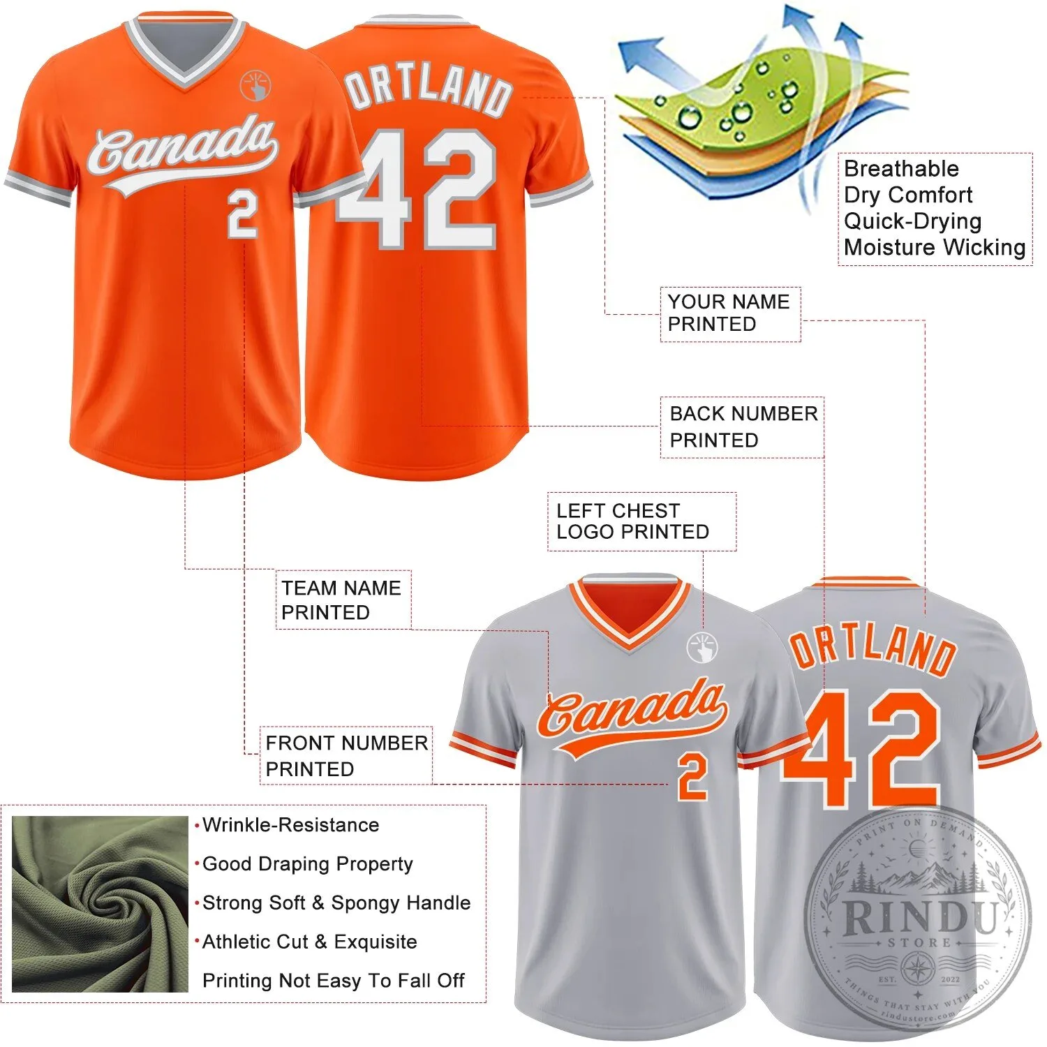 Custom Orange Gray Reversible V-Neck Short Sleeve Baseball Jersey Shirt 15 Custom Orange Gray Reversible V-Neck Short Sleeve Baseball Jersey Shirt