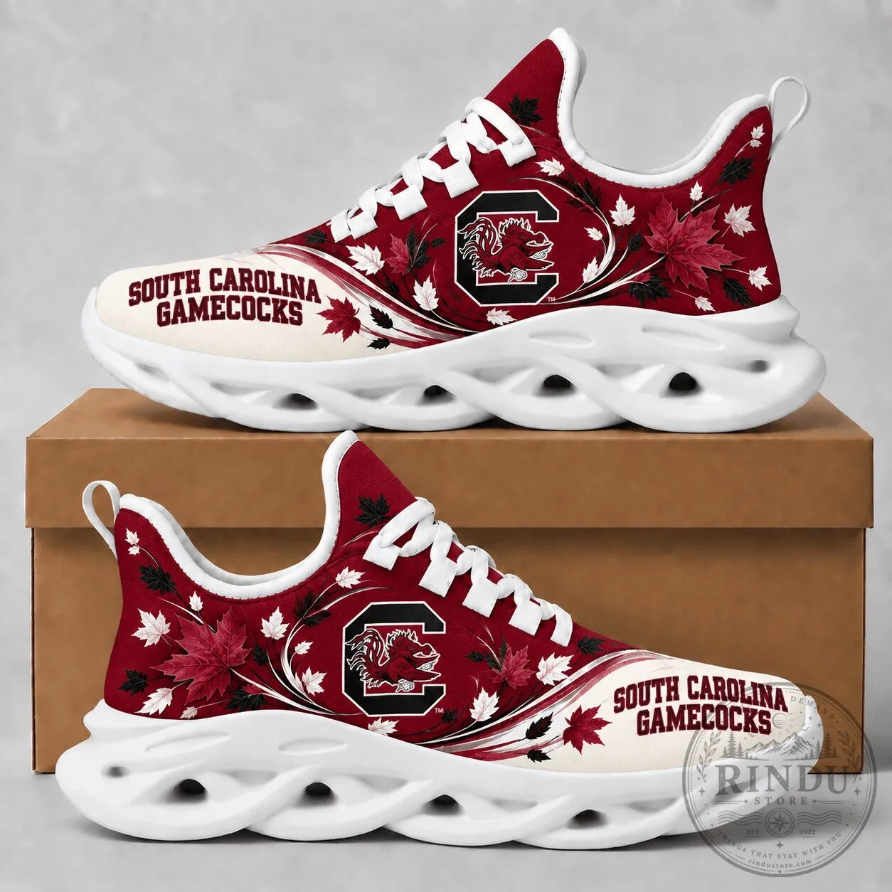 South Carolina Gamecocks Autumn Maple Leaves Chunky Sneakers