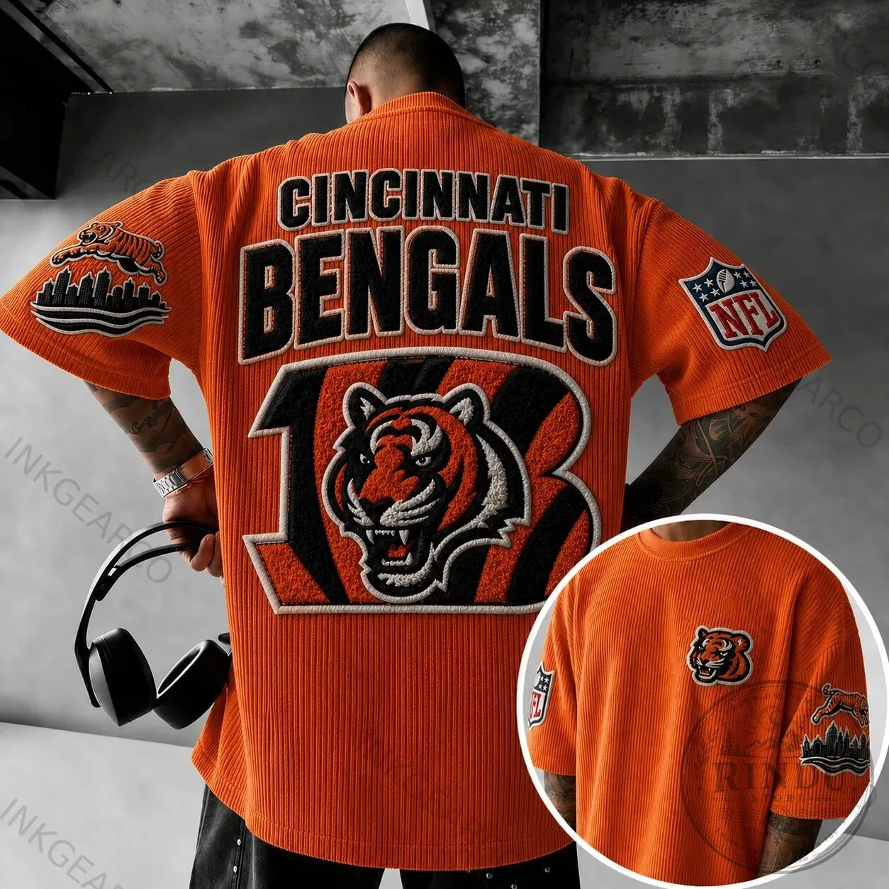 Cincinnati Bengals Football Team Corduroy Short-Sleeve T-Shirt