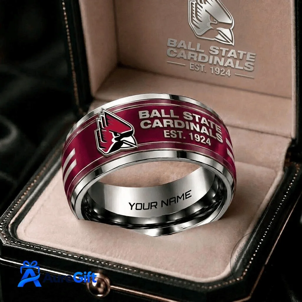 Ball State Cardinals NCAA Personalized Stainless Steel Ring 1 Ball State Cardinals NCAA Personalized Stainless Steel Ring